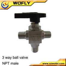 SS316 industrial and laboratory sytem line 3/8 inch 1/2inch 3 way gas mini ball valve
